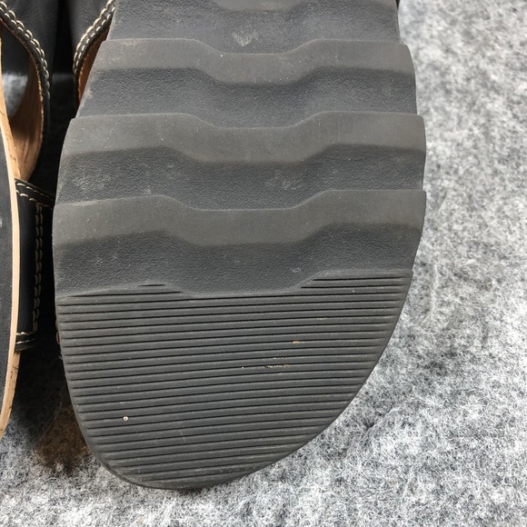 Clarks Sandals Womens 8.5 M Black Leather Slingback Cork Wedge Comfort Shoes - Picture 14 of 16